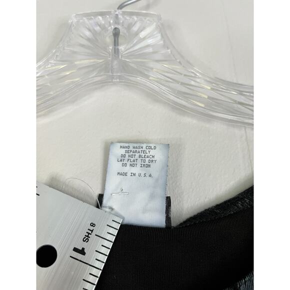 Vintage 90s Y2K Stretchy Floral Tank Top Large Black Whimsigoth Grunge Cyber - Picture 8 of 13